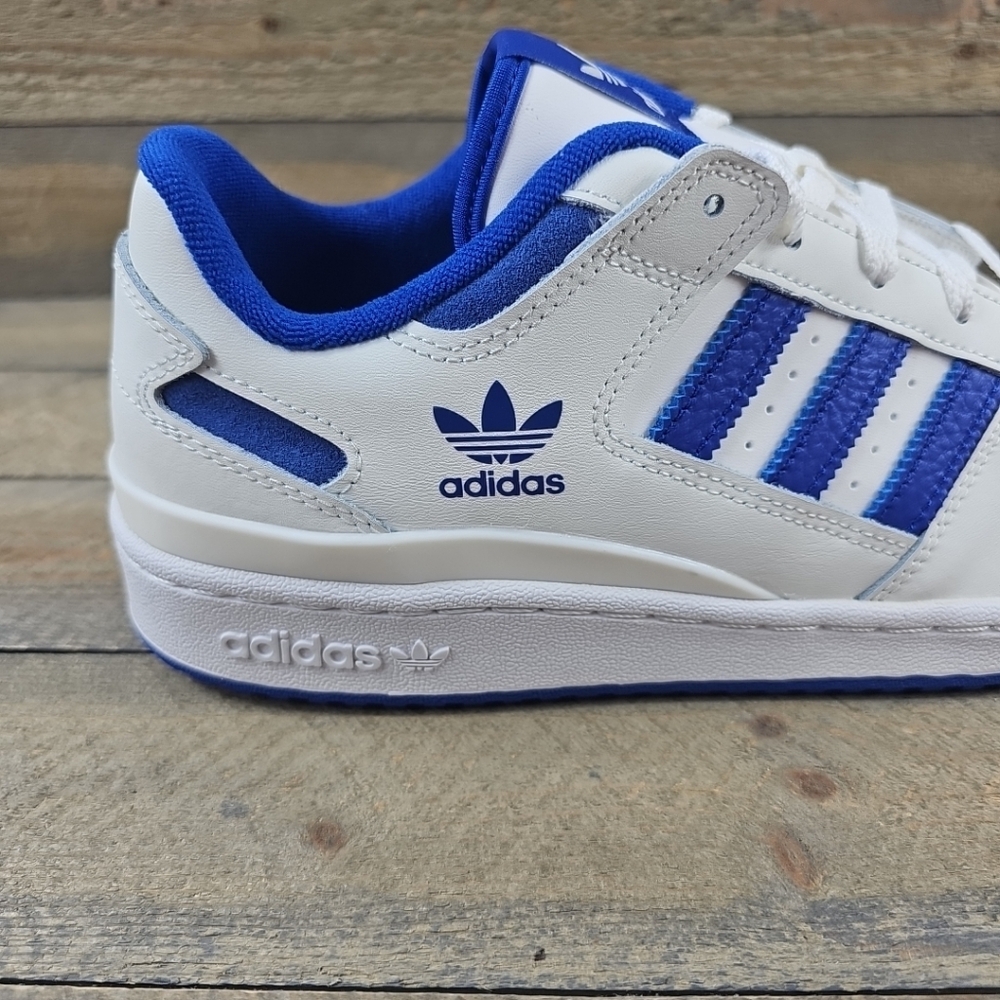 adidas Men's Originals Forum Low CL Shoes Core White/Royal Blue - Picture 10 of 13